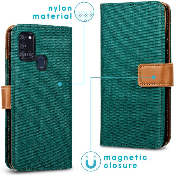 imoshion Étui de téléphone portefeuille Canvas Luxe Galaxy A21s