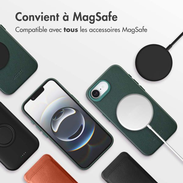 Accezz Coque arrière en cuir avec MagSafe Apple iPhone 16e - Cedar Green