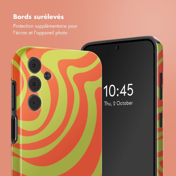 Selencia Coque arrière Vivid Tough Samsung Galaxy A15 (5G/4G) - Wavy Swirl Orange Fern