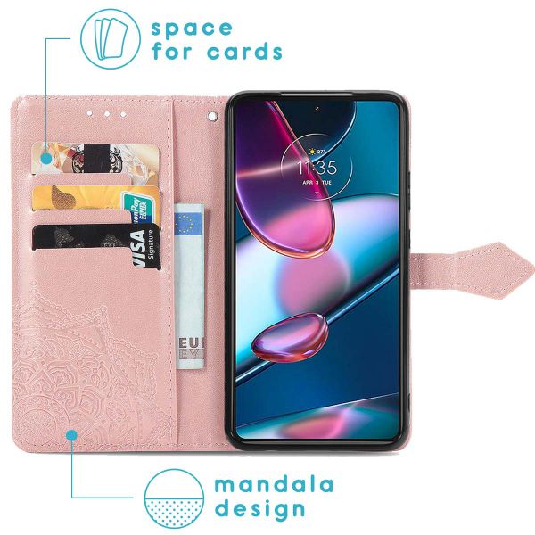 imoshion Etui de téléphone portefeuille Mandala Motorola Edge 30 Pro / Edge Plus (2022) - Rose Dorée