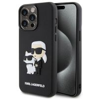 Karl Lagerfeld Coque rigide en caoutchouc 3D Karl & Choupette Apple iPhone 15 Pro Max - Noir