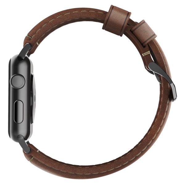 Nomad Bracelet traditionnel en cuir Apple Watch Series 1 t/m 11 / SE / Ultra (44/45/46/49 mm) - Brown / Black