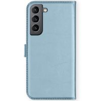 Selencia Étui portefeuille en cuir véritable Samsung Galaxy S21 FE - Bleu clair