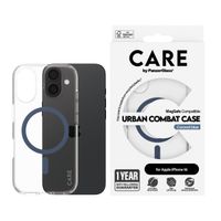 CARE by PanzerGlass Coque Urban Combat MagSafe iPhone 16 - Transparent / Bleu