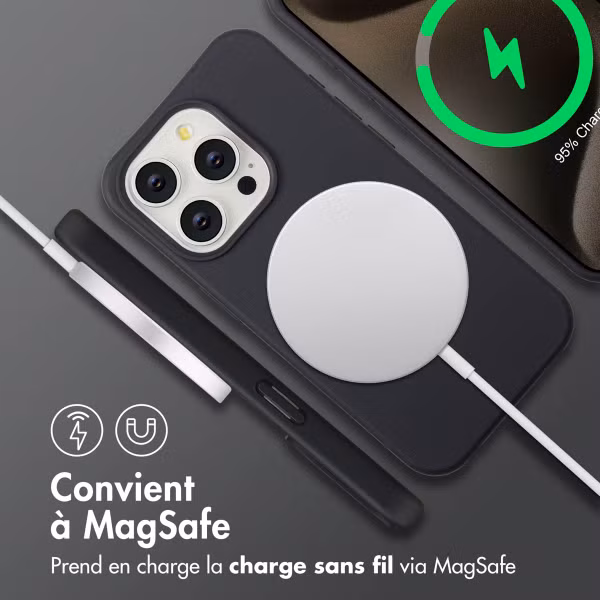 imoshion Coque arrière Color avec cordon amovible et MagSafe Apple iPhone 15 Pro - Noir