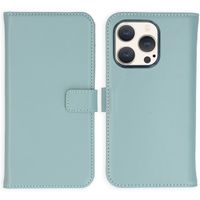 Selencia Étui de téléphone portefeuille en cuir véritable iPhone 15 Pro - Air Blue