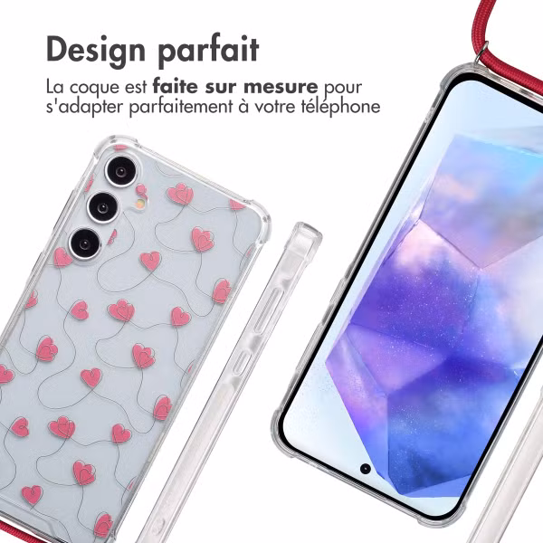 imoshion Coque Design avec cordon Samsung Galaxy A55 - Dusty Rose Connected Hearts