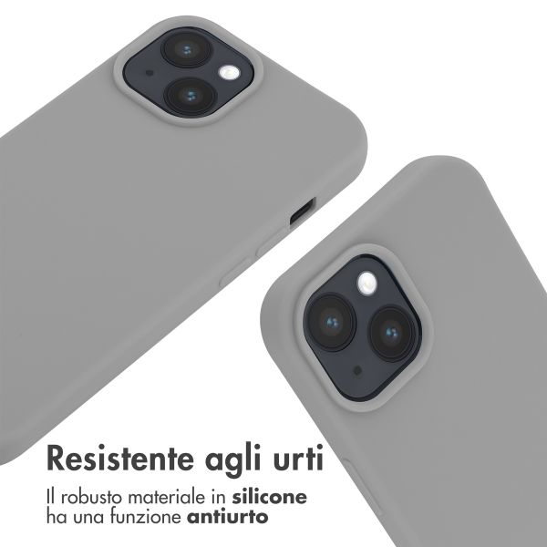 imoshion Coque en silicone avec cordon Apple iPhone 15 - Gris clair
