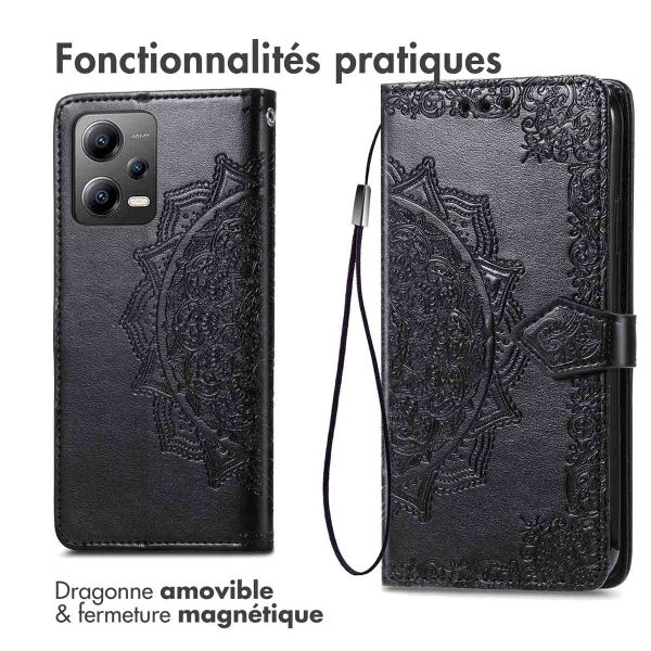 imoshion Etui de téléphone portefeuille Mandala Xiaomi Poco X5 5G - Noir