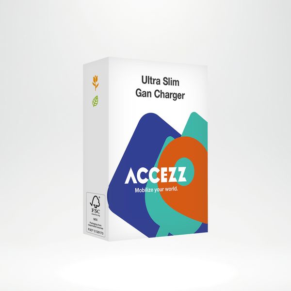 Accezz Chargeur GaN Ultra Slim - USB-C + USB-A - 30 W - Blanc