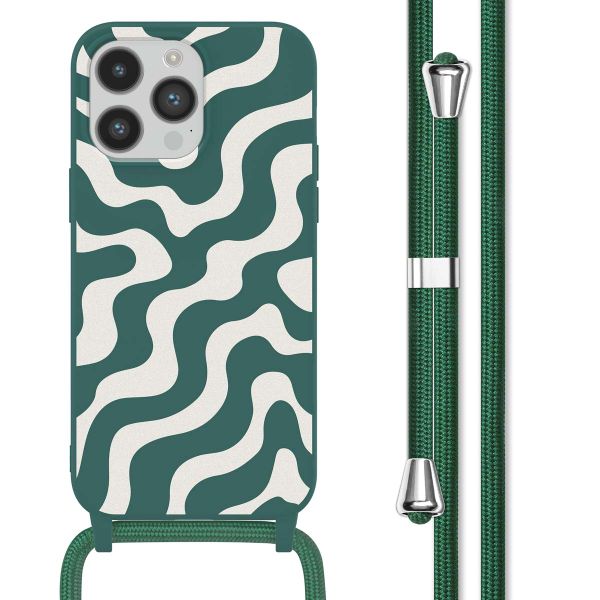 imoshion Coque design en silicone avec cordon iPhone 14 Pro Max - Petrol Green Groovy