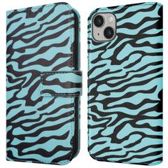 imoshion Étui de téléphone portefeuille Design iPhone 14 - Black Blue Stripes