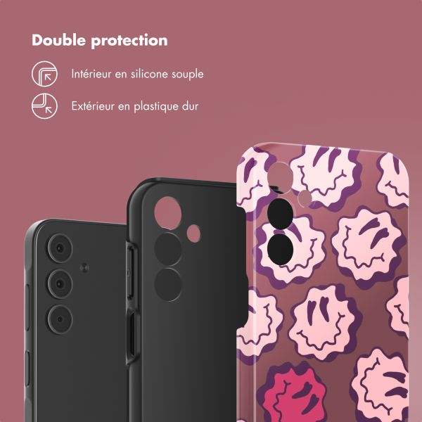 Selencia Coque arrière Vivid Tough Samsung Galaxy A15 (5G/4G) - Wavy Smiley Pink