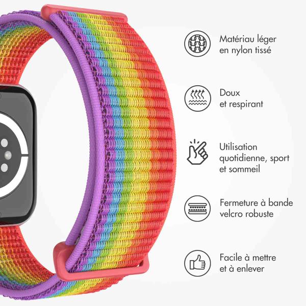 imoshion Bracelet en nylon Apple Watch Series 1 t/m 11 / SE / Ultra (44/45/46/49 mm) - Rainbow