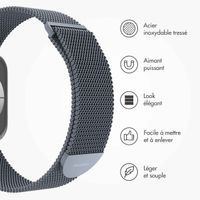 imoshion Bracelet magnétique milanais Apple Watch Series 1 - 9 / SE (38/40/41 mm) | Series 10 / 11 (42 mm) - Taille M - Gris foncé