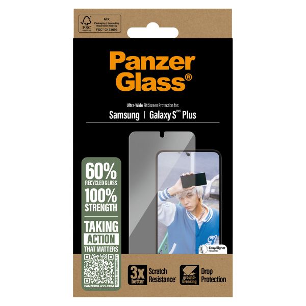 PanzerGlass Protection d'écran Ultra-Wide Fit Anti-bactérienne Samsung Galaxy S25 Plus