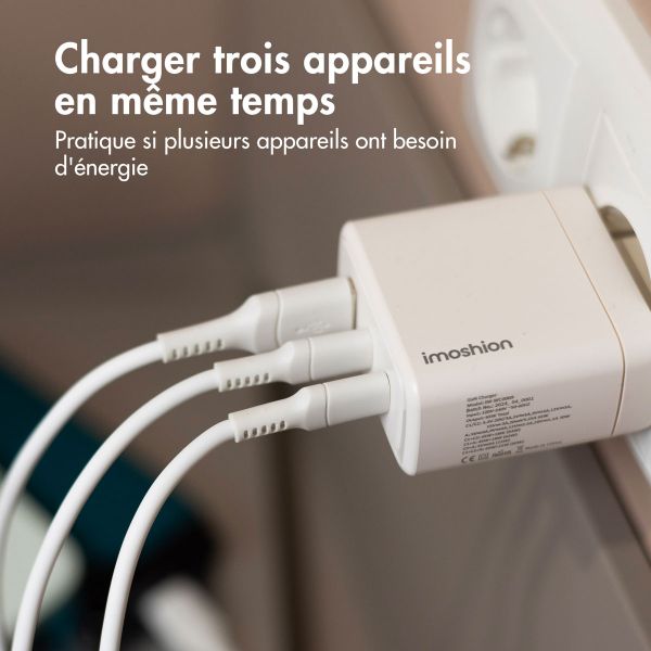 imoshion Adaptateur secteur 65 watts | 2x USB-C + 1x USB-A - Blanc