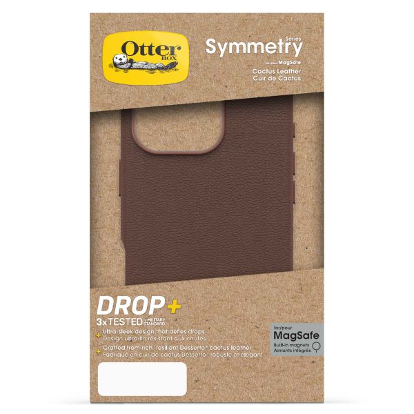 OtterBox Coque en cuir de cactus Symmetry MagSafe iPhone 16 pro - Rich Adobe Brown