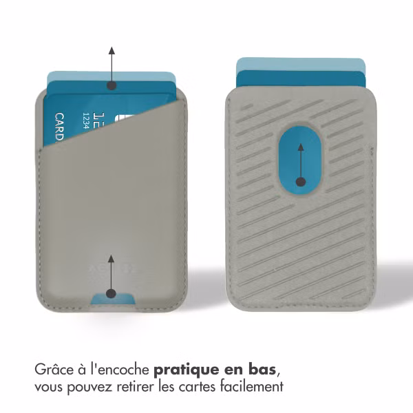 Accezz Porte-cartes en cuir - Compatible avec MagSafe et Qi2 - Light Grey