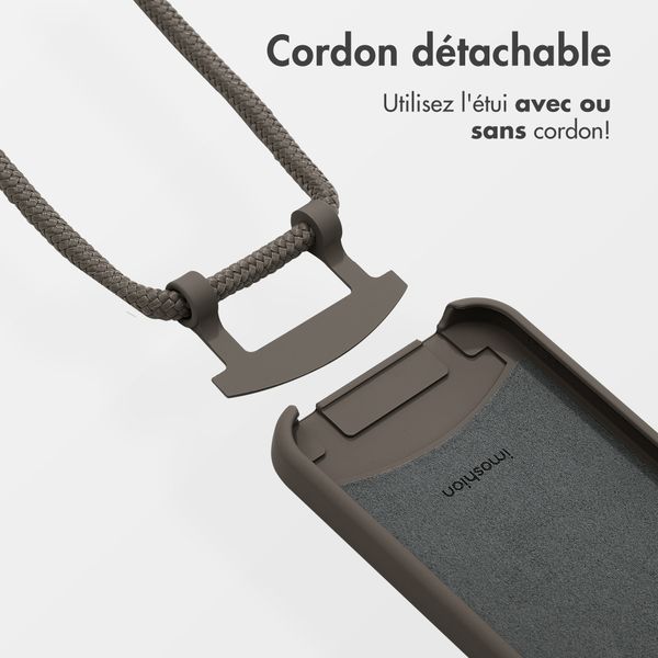 imoshion Coque arrière Color avec cordon amovible et MagSafe Apple iPhone 12 (Pro) - Black Coffee