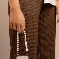 Selencia Ensemble de cordons pour téléphone avec perles et coquillages - Beige