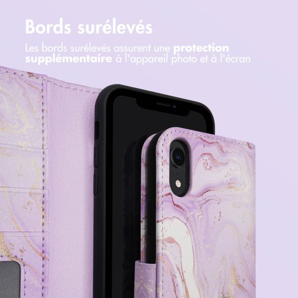 imoshion Étui de télephone portefeuille Design Apple iPhone Xr - Purple Marble