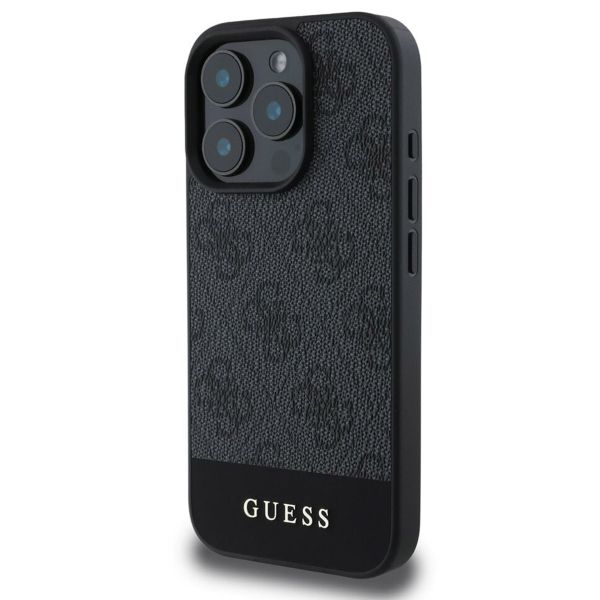 Guess Coque arrière Bottom Stripe 4G iPhone 16 Pro - Gris