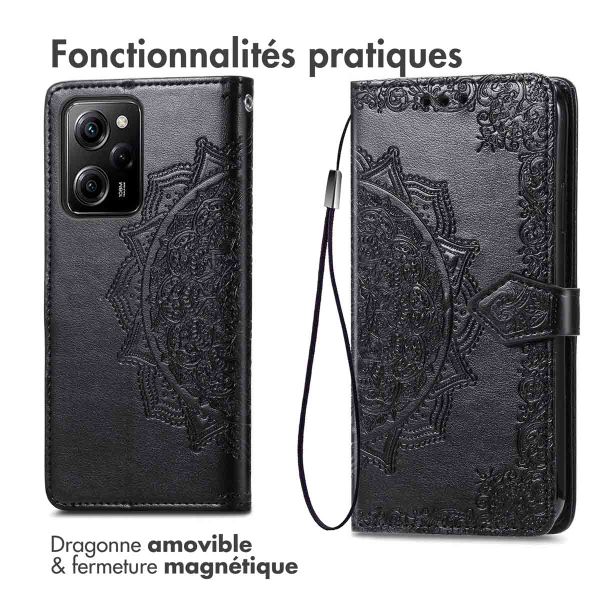 imoshion Etui de téléphone portefeuille Mandala Xiaomi Poco X5 Pro 5G - Noir