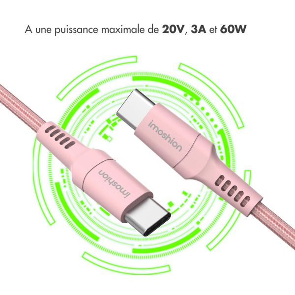 imoshion Braided USB-C vers câble USB-C - 1 mètre - Rose