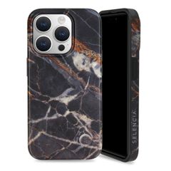 Selencia Aurora Coque Fashion Apple iPhone 15 Pro - Onyx Black Marble