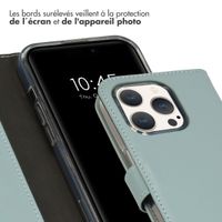 Selencia Étui portefeuille en cuir véritable Apple iPhone 15 Pro - Air Blue