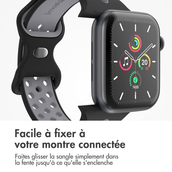 imoshion Bracelet sport⁺ Apple Watch Series 1 á 11 / SE / Ultra (44/45/46/49 mm) - Taille M/L - Black & Anthracite