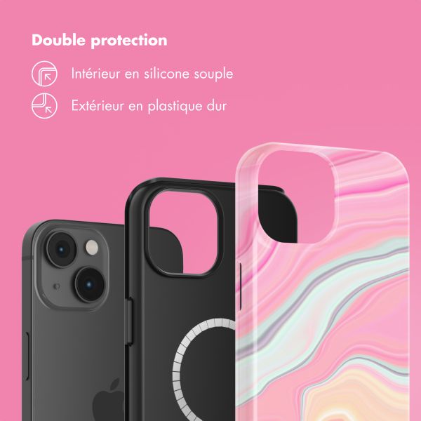 Selencia Coque arrière Vivid Tough avec MagSafe iPhone 14 - Pastel Lipstick Marble