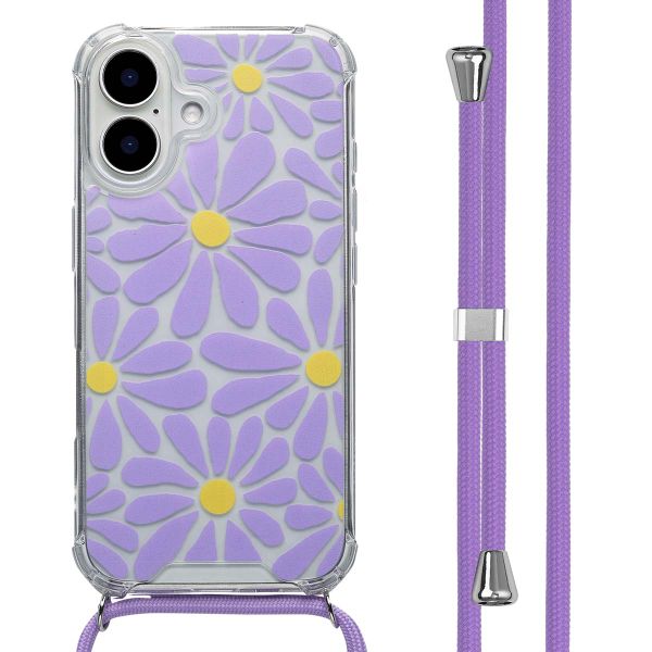 imoshion Coque Design avec cordon Apple iPhone 16 - Tropical Violet Flowers Connect