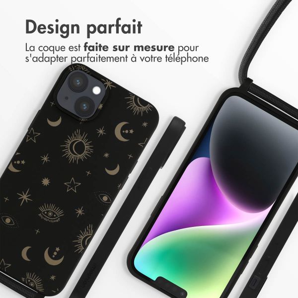 imoshion Coque design en silicone avec cordon Apple iPhone 14 Plus - Sky Black