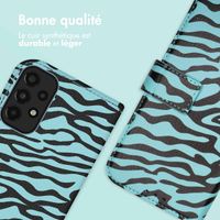 imoshion Étui de télephone portefeuille Design Samsung Galaxy A33 - Black Blue Stripes