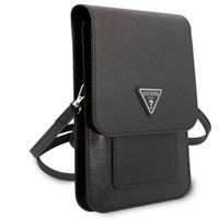 Guess Sac téléphone Saffiano Triangle - Convient aux smartphones jusqu'à 7 pouces - Noir