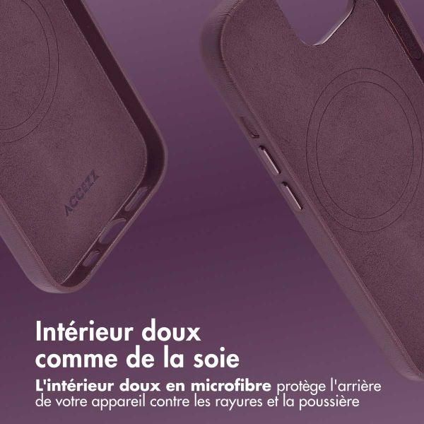 Accezz Coque arrière en cuir avec MagSafe iPhone 15 - Heath Purple