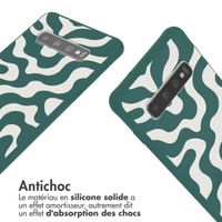 imoshion Coque design en silicone avec cordon Samsung Galaxy S10 - Petrol Green Groovy