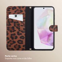 Selencia Étui de télephone portefeuille imprimé léopard Sabi Samsung Galaxy A35 - Mocha Brown