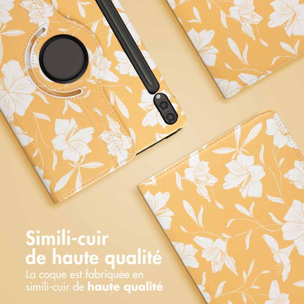 imoshion Coque tablette Design rotatif à 360° Samsung Galaxy Tab S10 Plus / Tab S9 Plus / Tab S9 FE Plus - Yellow Flowers