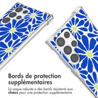 imoshion Coque Design avec cordon Samsung Galaxy S22 Ultra - Cobalt Blue Flowers Connect