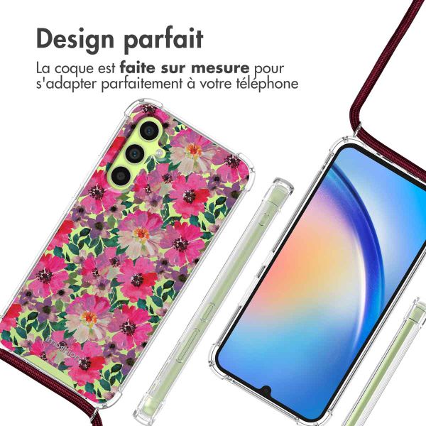 imoshion Coque Design avec cordon Samsung Galaxy A34 - Flower Water