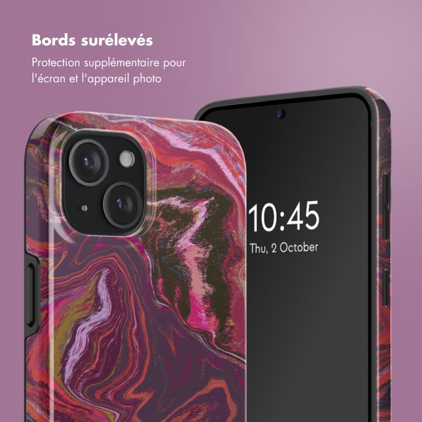 Selencia Coque arrière Vivid Tough avec MagSafe iPhone 15 - Marble Purple