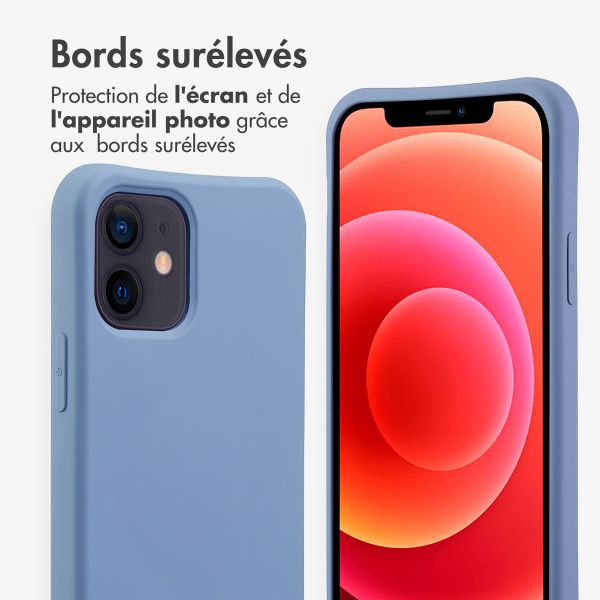 imoshion Coque arrière Color avec cordon amovible et MagSafe Apple iPhone 12 (Pro) - Ash Blue