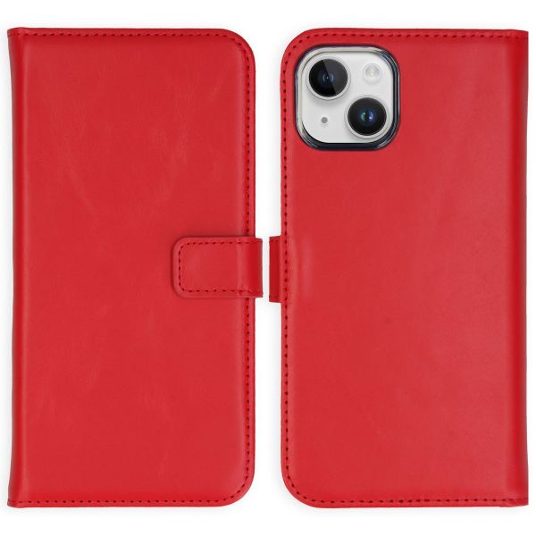 Selencia Étui de téléphone portefeuille en cuir véritable iPhone 15 Plus - Rouge