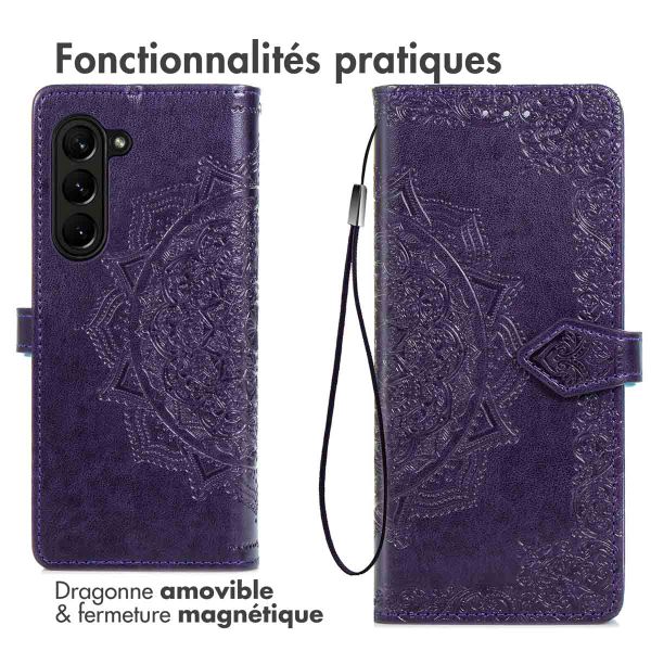 imoshion Etui de téléphone portefeuille Mandala Samsung Galaxy Z Fold 5 - Violet