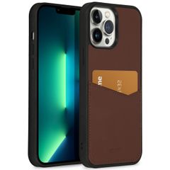Accezz Coque en cuir de qualité supérieure avec fentes pour cartes Apple iPhone 13 Pro Max - Marron