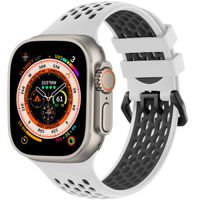 imoshion ﻿Boucle de bracelet de sport en silicone Apple Watch Series 1 á 10 / SE / Ultra (2) (44/45/46/49 mm) - Blanc / Noir