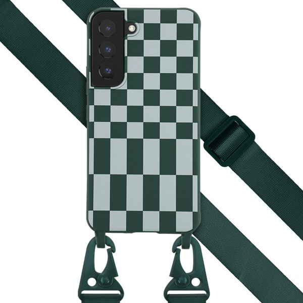 Selencia ﻿Coque design en silicone avec cordon amovible Samsung Galaxy S22 - Irregular Check Green